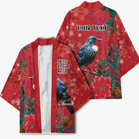 Tui Meri Kirihimete Personalised Kimono Pohutukawa Flowers Red Motif - Polynesian Pride