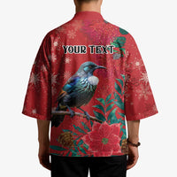 Tui Meri Kirihimete Personalised Kimono Pohutukawa Flowers Red Motif - Polynesian Pride