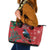 Tui Meri Kirihimete Personalised Leather Tote Bag Pohutukawa Flowers Red Motif - Polynesian Pride