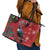 Tui Meri Kirihimete Personalised Leather Tote Bag Pohutukawa Flowers Red Motif - Polynesian Pride