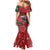 Tui Meri Kirihimete Personalised Mermaid Dress Pohutukawa Flowers Red Motif - Polynesian Pride