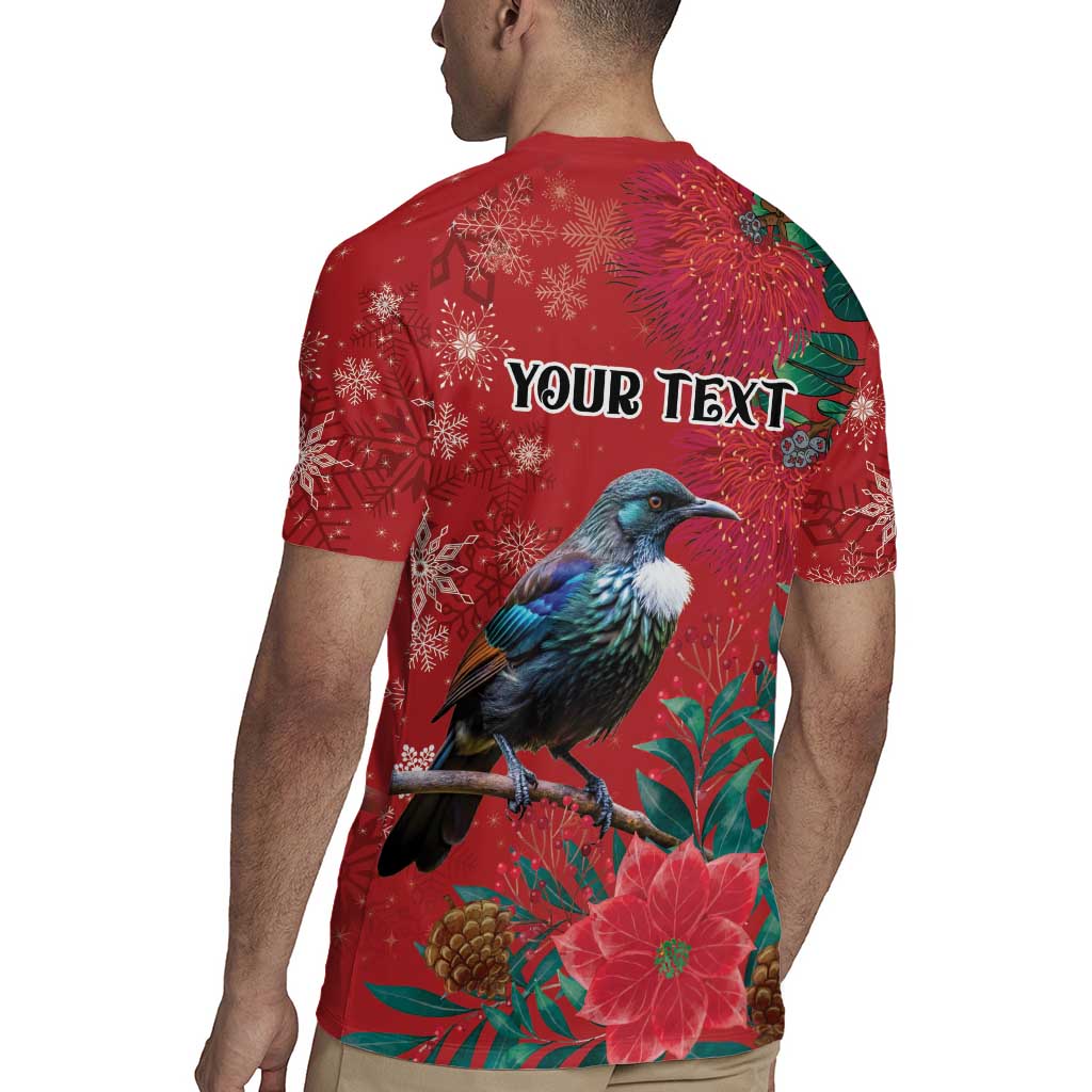 Tui Meri Kirihimete Personalised Rugby Jersey Pohutukawa Flowers Red Motif - Polynesian Pride