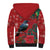 Tui Meri Kirihimete Personalised Sherpa Hoodie Pohutukawa Flowers Red Motif - Polynesian Pride