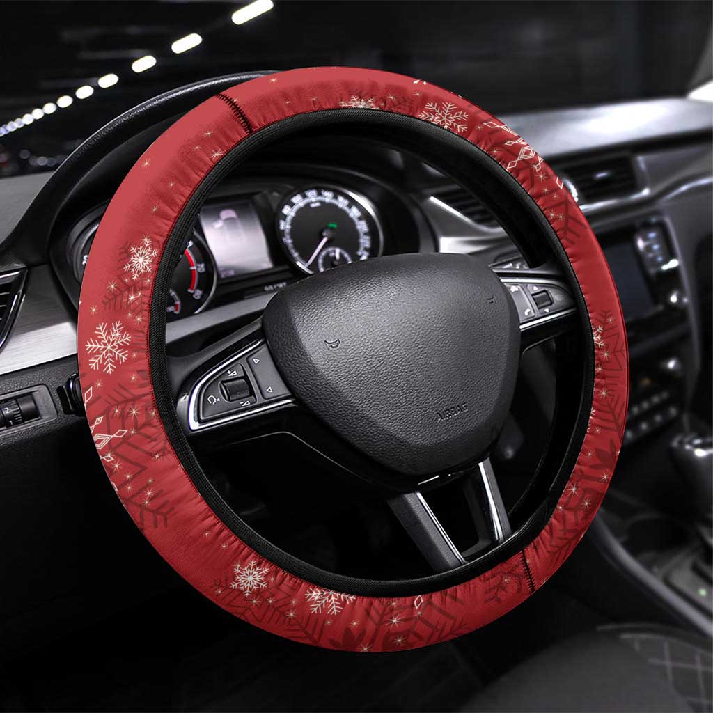 Tui Meri Kirihimete Steering Wheel Cover Pohutukawa Flowers Red Motif - Polynesian Pride