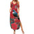 Tui Meri Kirihimete Personalised Summer Maxi Dress Pohutukawa Flowers Red Motif - Polynesian Pride