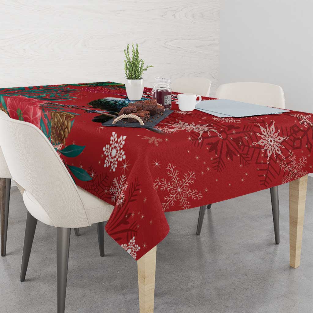 Tui Meri Kirihimete Personalised Tablecloth Pohutukawa Flowers Red Motif - Polynesian Pride