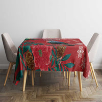 Tui Meri Kirihimete Personalised Tablecloth Pohutukawa Flowers Red Motif - Polynesian Pride