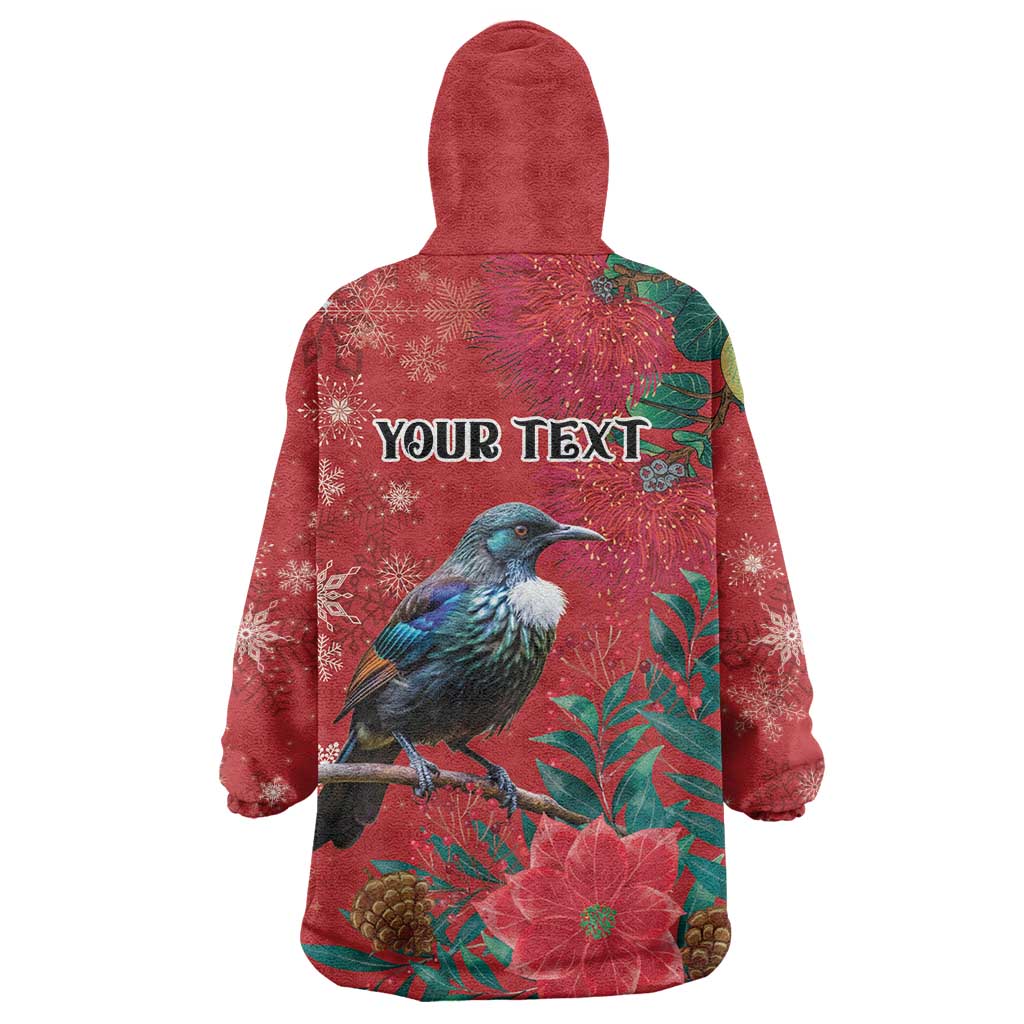 Tui Meri Kirihimete Personalised Wearable Blanket Hoodie Pohutukawa Flowers Red Motif LT9 - Polynesian Pride