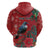 Tui Meri Kirihimete Personalised Zip Hoodie Pohutukawa Flowers Red Motif - Polynesian Pride