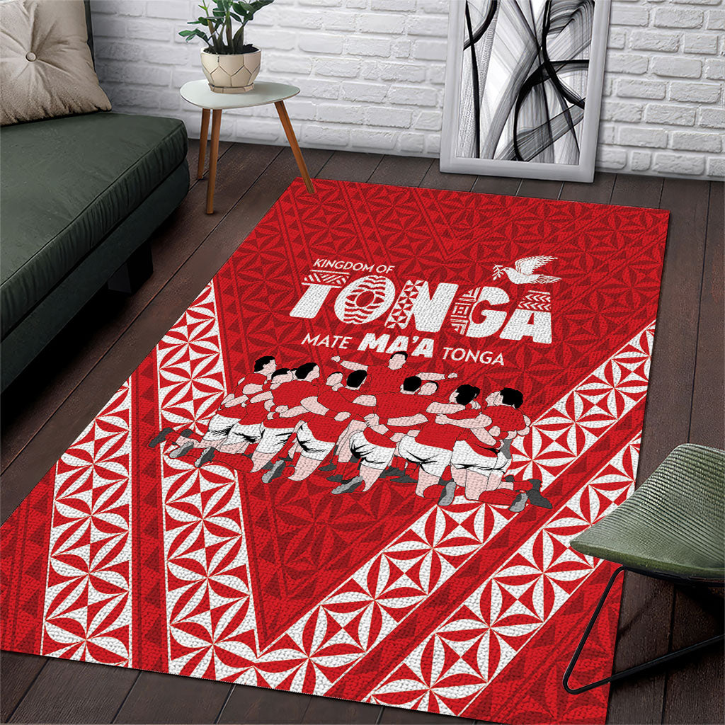 Mate Ma'a Tonga Area Rug Tongan Sipi Tau Ngatu Inspired Red