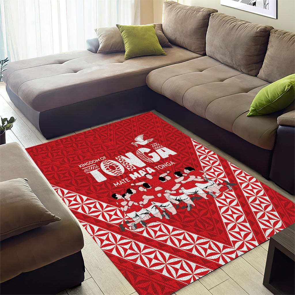 Mate Ma'a Tonga Area Rug Tongan Sipi Tau Ngatu Inspired Red