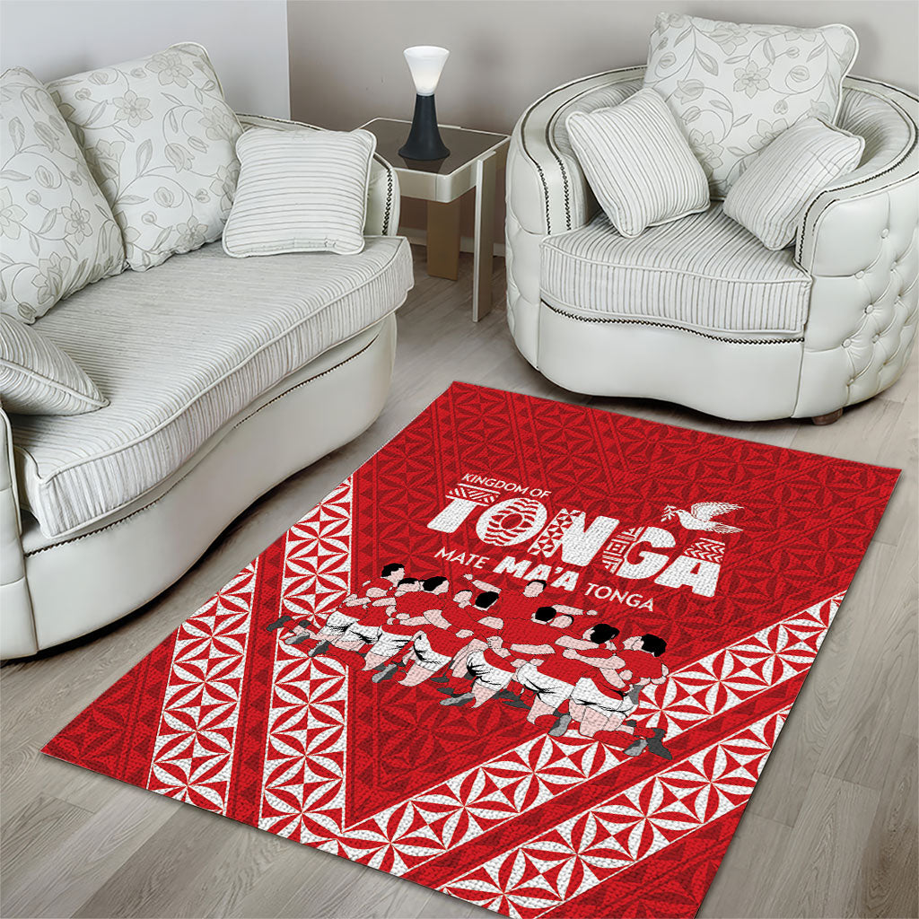 Mate Ma'a Tonga Area Rug Tongan Sipi Tau Ngatu Inspired Red