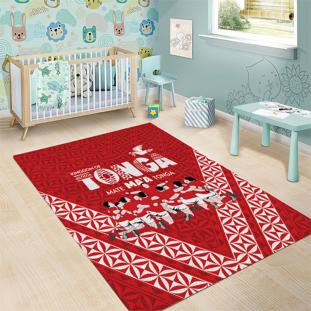 Mate Ma'a Tonga Area Rug Tongan Sipi Tau Ngatu Inspired Red