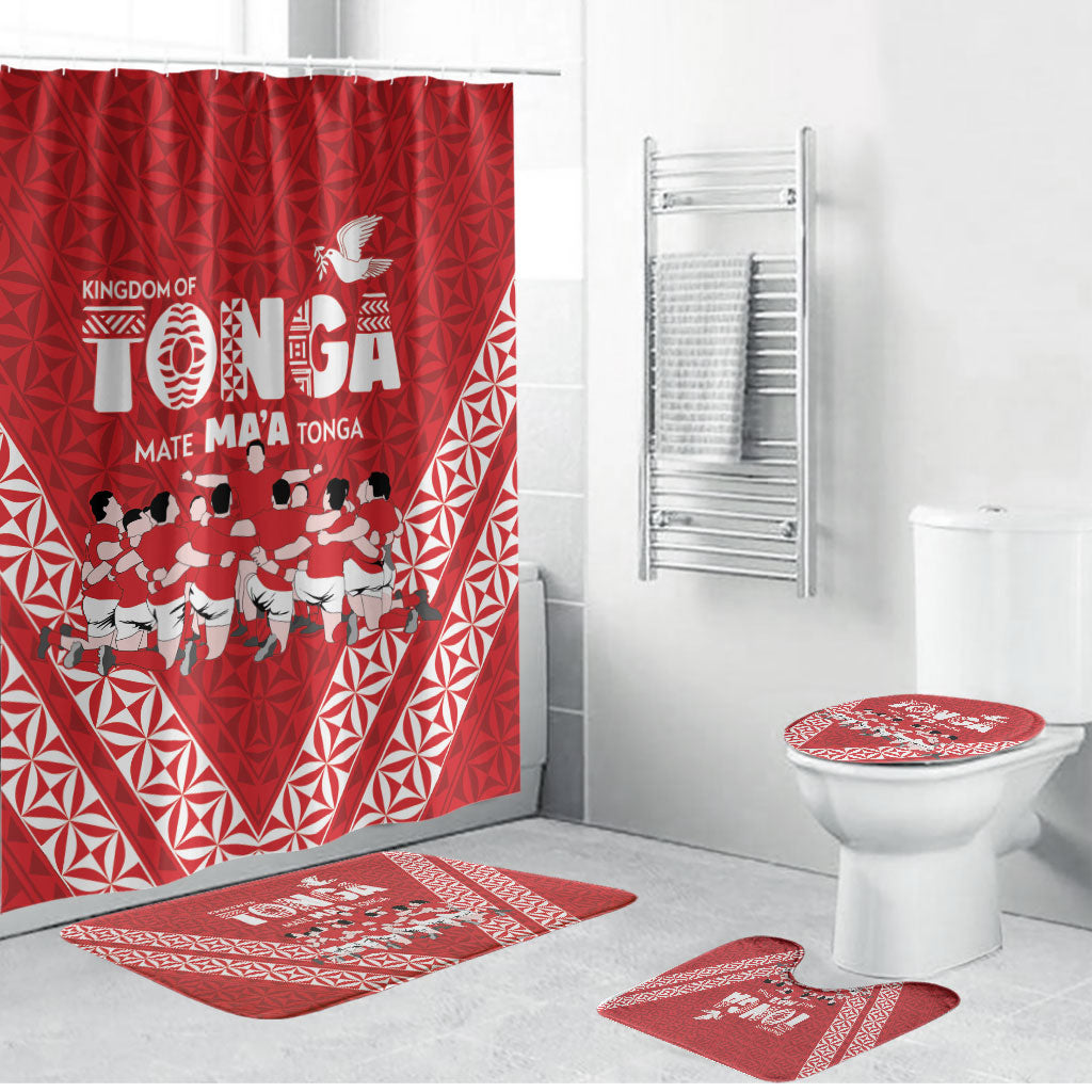Mate Ma'a Tonga Bathroom Set Tongan Sipi Tau Ngatu Inspired Red