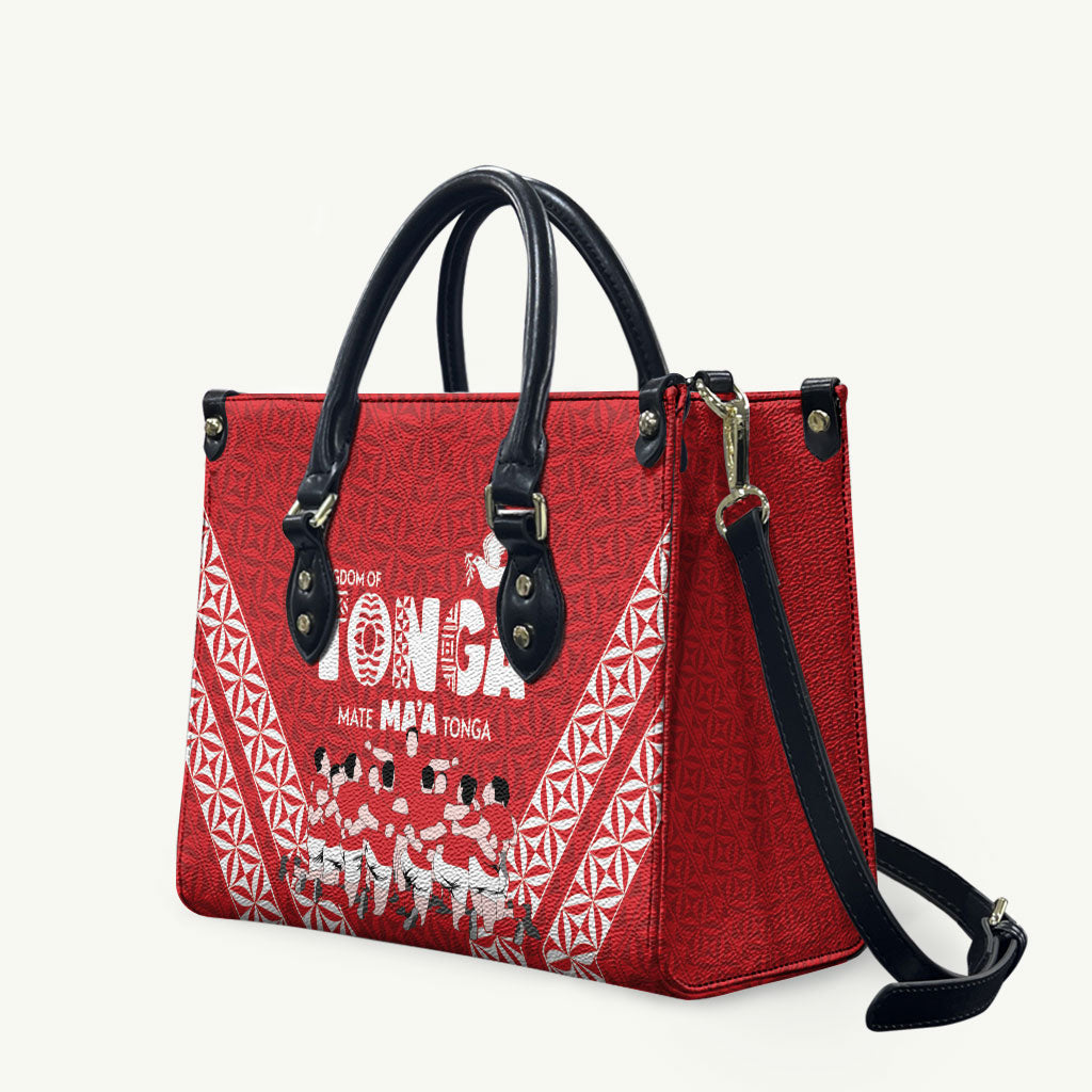 Mate Ma'a Tonga Leather Bag Tongan Sipi Tau Ngatu Inspired Red LT9 Red - Polynesian Pride