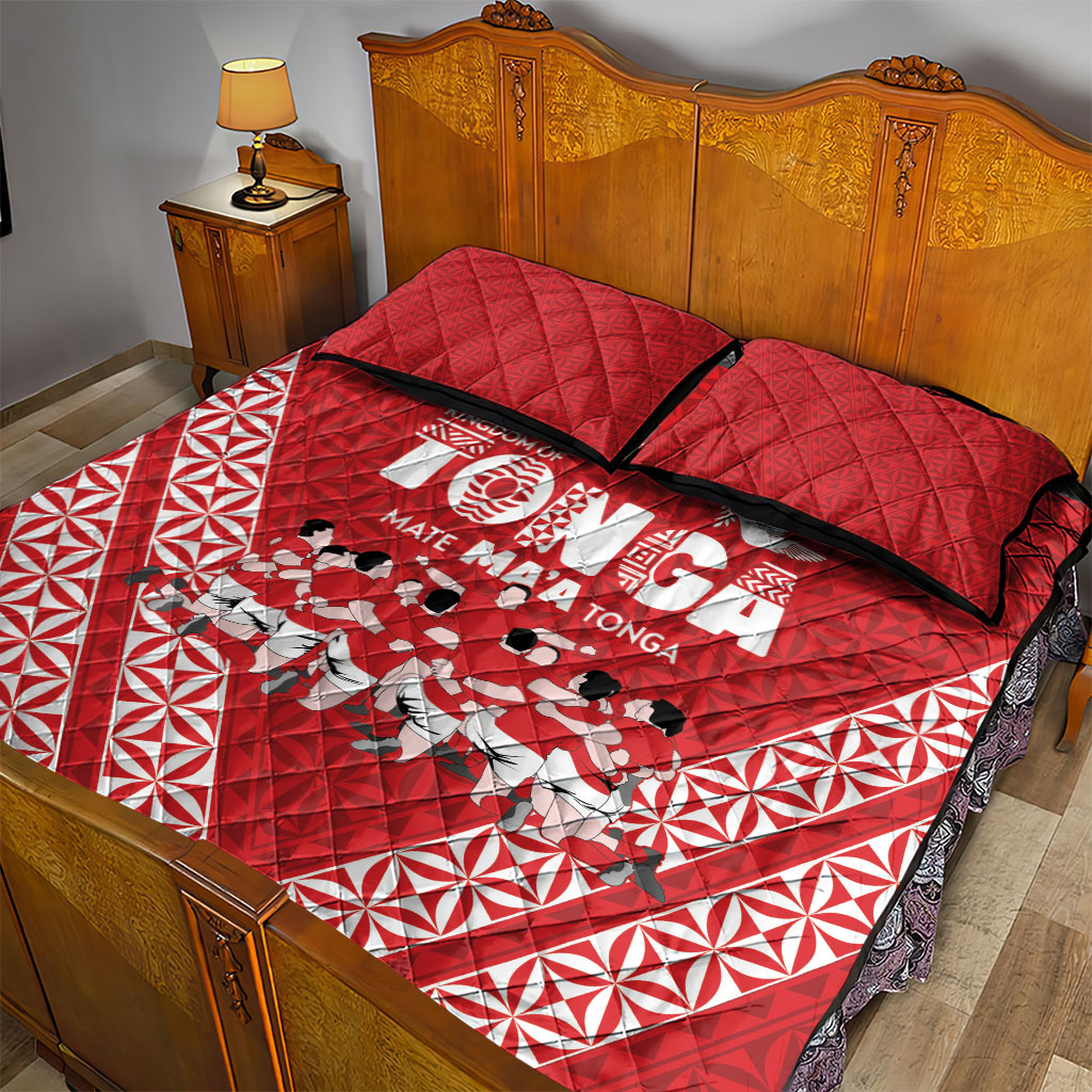 Mate Ma'a Tonga Quilt Bed Set Tongan Sipi Tau Ngatu Inspired Red