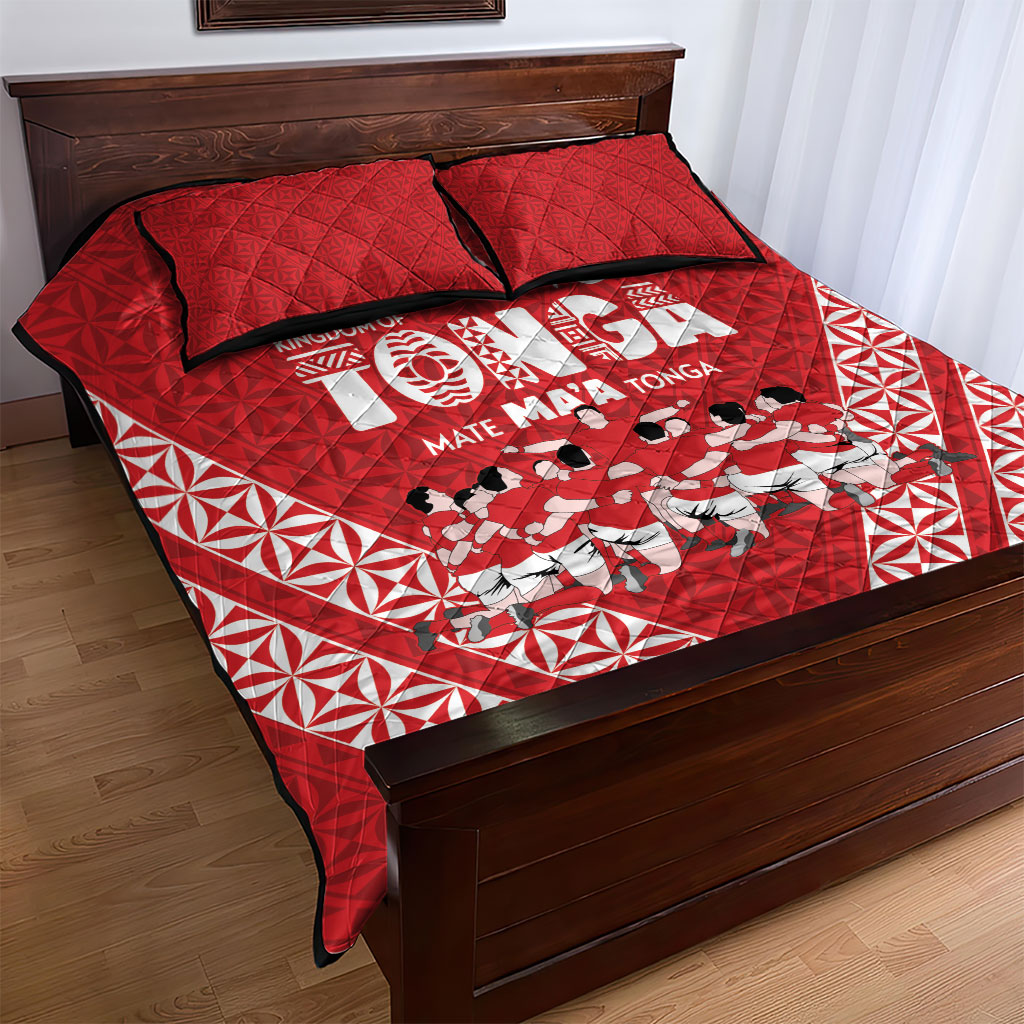 Mate Ma'a Tonga Quilt Bed Set Tongan Sipi Tau Ngatu Inspired Red