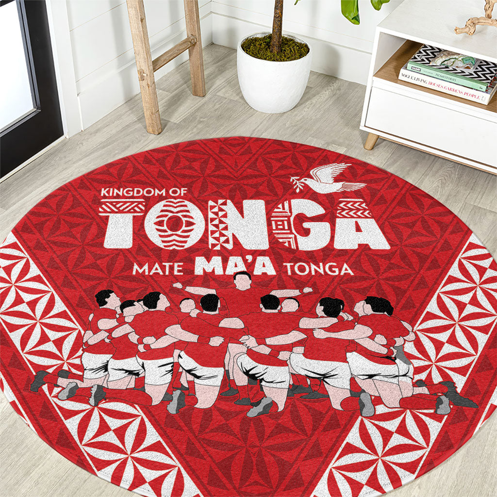 Mate Ma'a Tonga Round Carpet Tongan Sipi Tau Ngatu Inspired Red