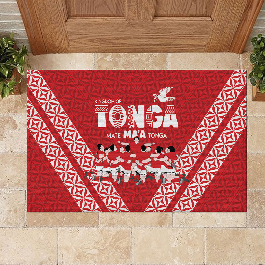 Mate Ma'a Tonga Rubber Doormat Tongan Sipi Tau Ngatu Inspired Red