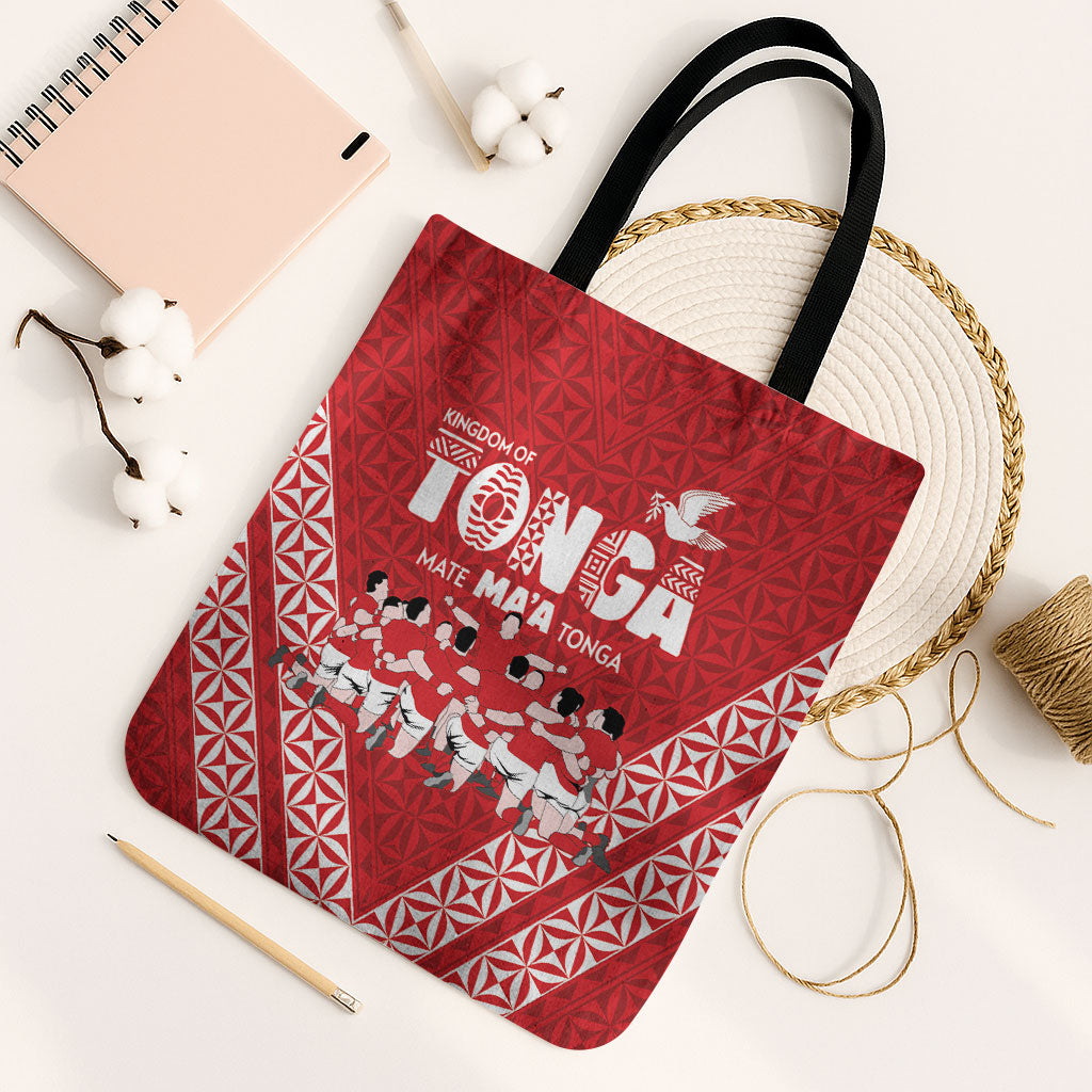 Mate Ma'a Tonga Tote Bag Tongan Sipi Tau Ngatu Inspired Red