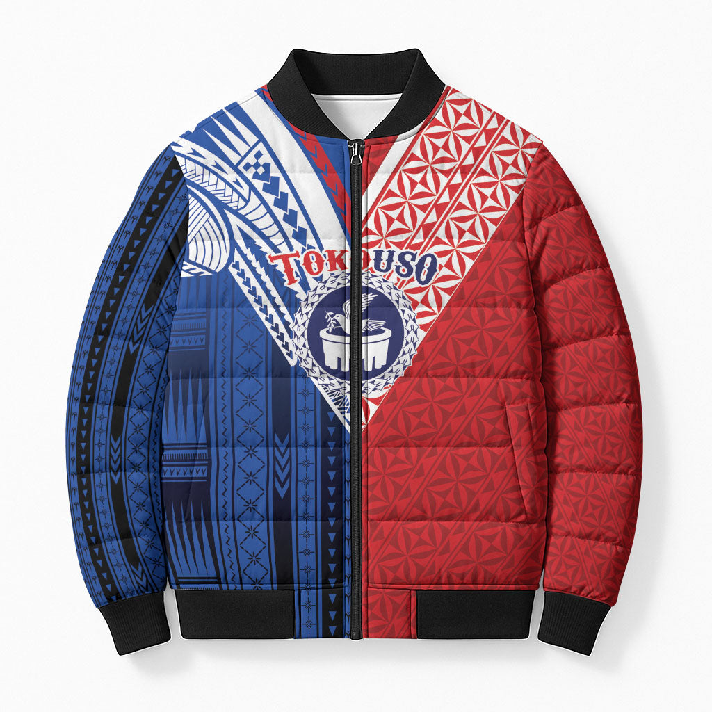 TokoUso Samoa Tonga Personalised Bomber Puffer Jacket Pacific Brotherhood Tribal Pattern