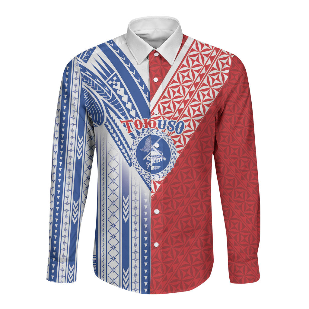 TokoUso American Samoa Tonga Personalised Long Sleeve Button Shirt Pacific Brotherhood Tribal Pattern