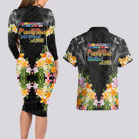 Pasifika Vibes Festival 2024 Auckland Couples Matching Long Sleeve Bodycon Dress and Hawaiian Shirt LT9 - Polynesian Pride