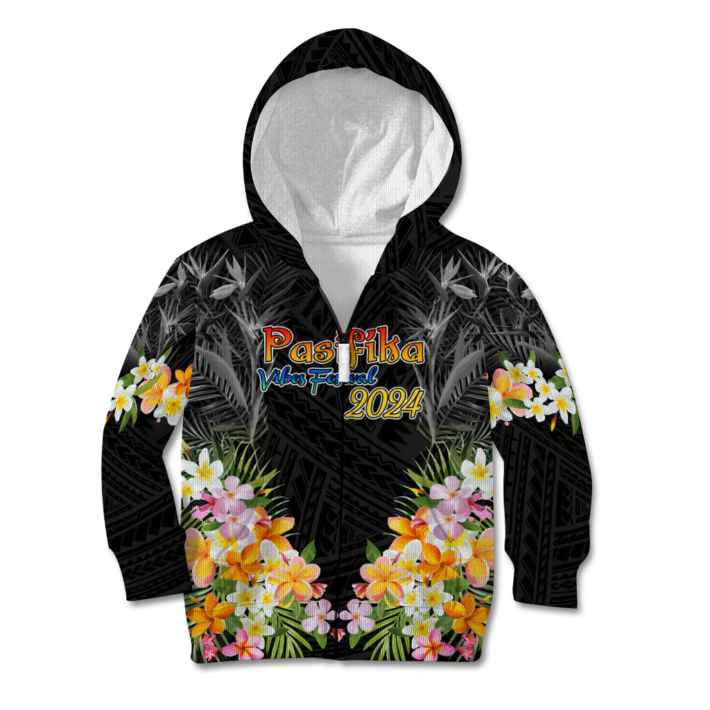 Pasifika Vibes Festival 2024 Auckland Kid Hoodie LT9 Zip Hoodie Black - Polynesian Pride