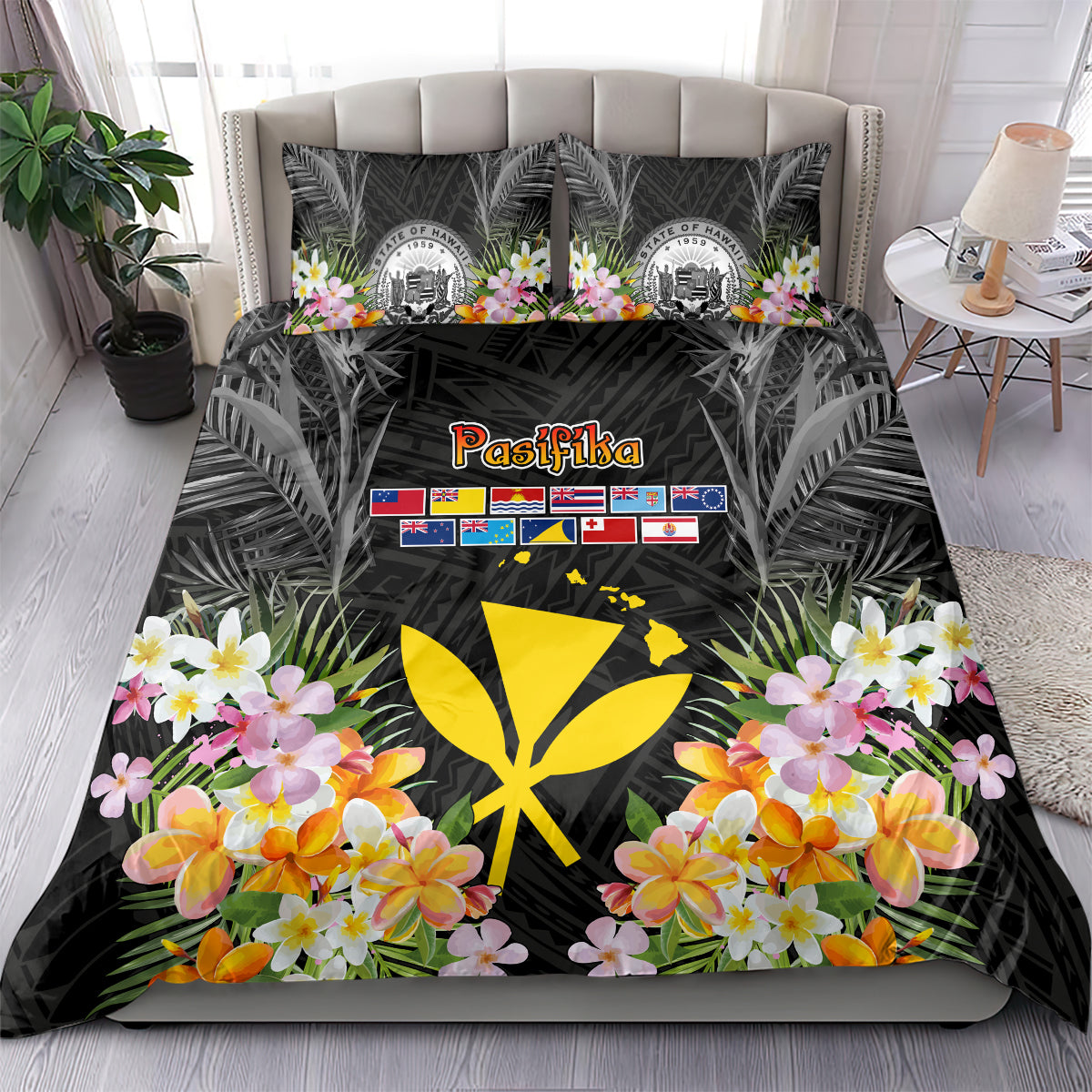 Pasifika Vibes Festival 2024 Bedding Set Kanaka Maoli With Hawaiian Islands