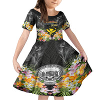 Pasifika Vibes Festival 2024 Kid Short Sleeve Dress Kanaka Maoli With Hawaiian Islands LT9 KID Black - Polynesian Pride