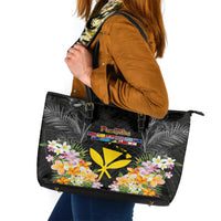 Pasifika Vibes Festival 2024 Leather Tote Bag Kanaka Maoli With Hawaiian Islands LT9 Black - Polynesian Pride