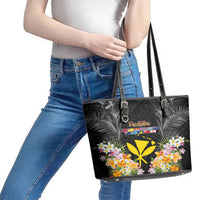 Pasifika Vibes Festival 2024 Leather Tote Bag Kanaka Maoli With Hawaiian Islands LT9 - Polynesian Pride