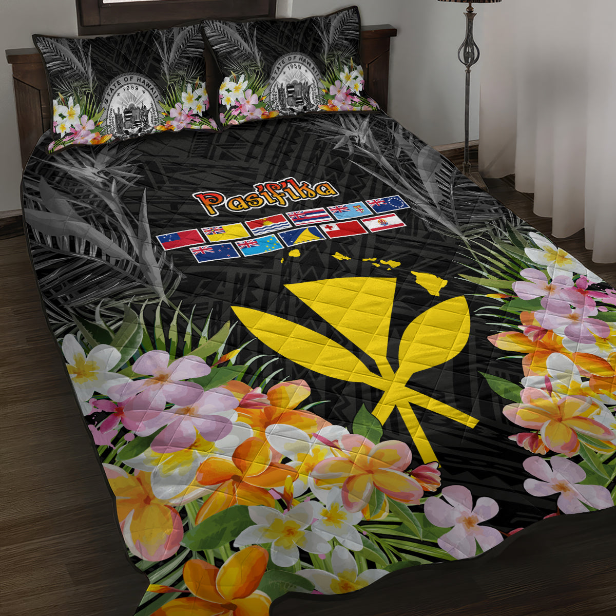 Pasifika Vibes Festival 2024 Quilt Bed Set Kanaka Maoli With Hawaiian Islands