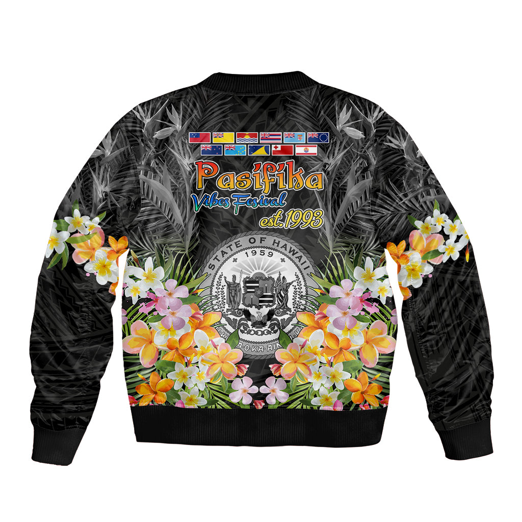 Pasifika Vibes Festival 2024 Sleeve Zip Bomber Jacket Kanaka Maoli With Hawaiian Islands LT9 - Polynesian Pride