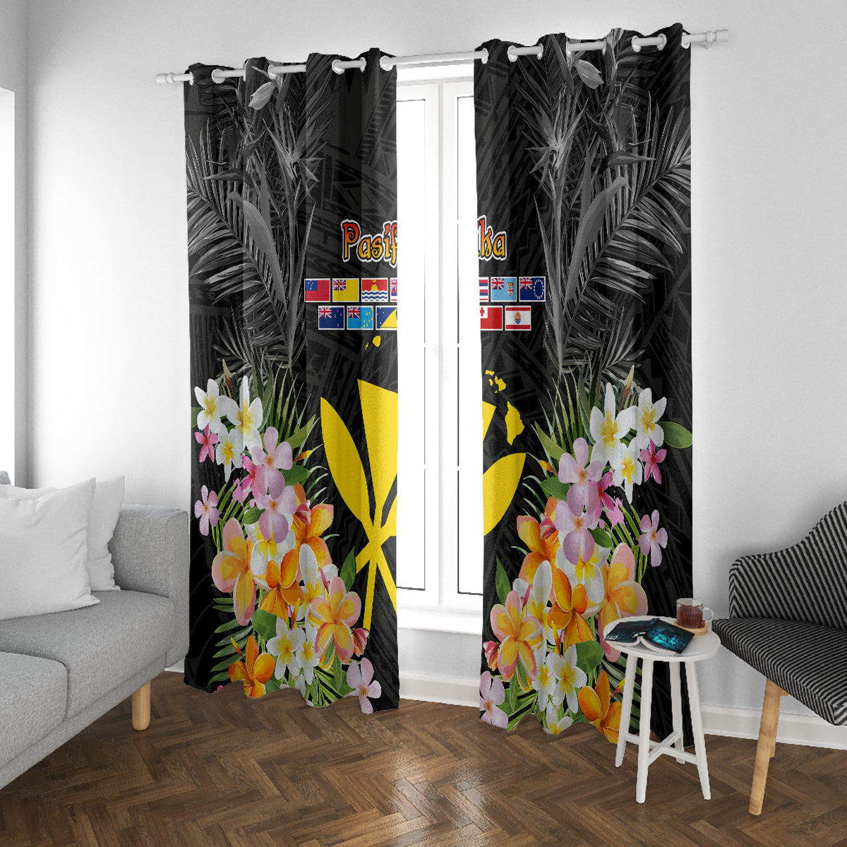 Pasifika Vibes Festival 2024 Window Curtain Kanaka Maoli With Hawaiian Islands