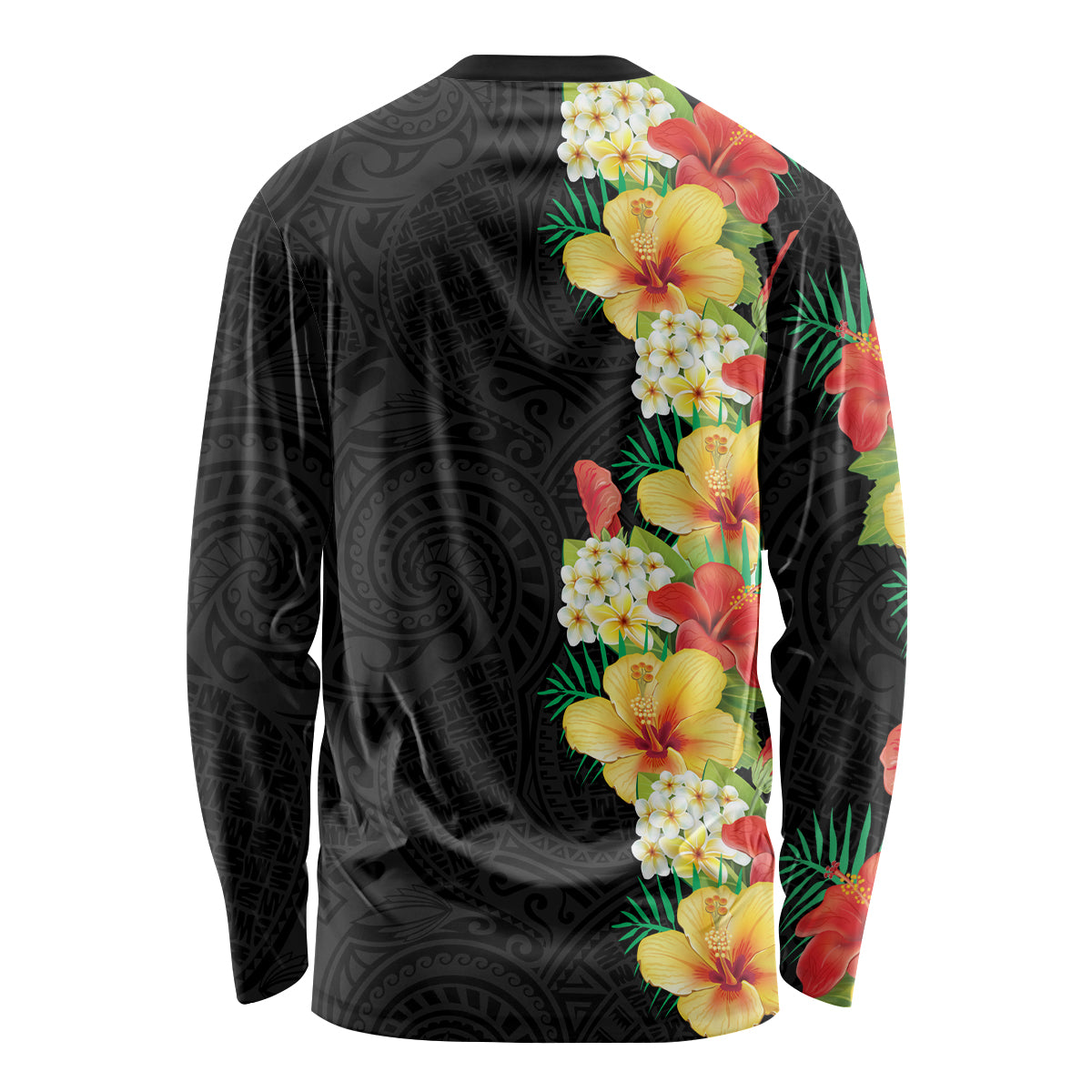 Hawaii Tropical Flowers Tribal Pattern Long Sleeve Shirt No2 LT9 - Polynesian Pride