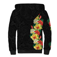 Hawaii Tropical Flowers Tribal Pattern Sherpa Hoodie No2 LT9 - Polynesian Pride