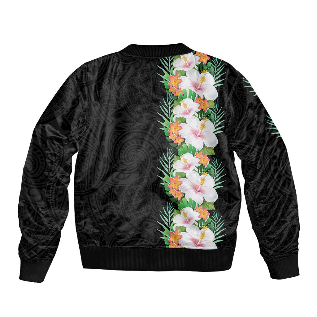 Hawaii Tropical Flowers Tribal Pattern Bomber Jacket No3 LT9 - Polynesian Pride