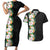 Hawaii Tropical Flowers Tribal Pattern Couples Matching Short Sleeve Bodycon Dress and Hawaiian Shirt No3 LT9 Black - Polynesian Pride