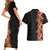 Hawaii Tropical Flowers Tribal Pattern Couples Matching Short Sleeve Bodycon Dress and Hawaiian Shirt No4 LT9 - Polynesian Pride