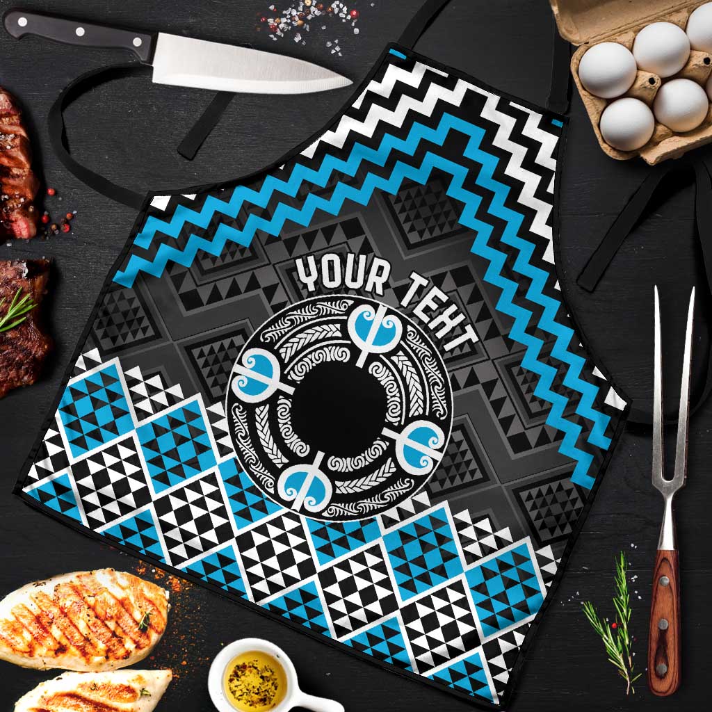 Personalised Aotearoa Niho Taniwha Motif Apron Blue Style - Polynesian Pride