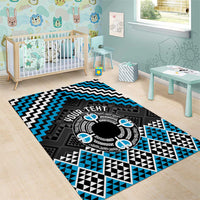 Personalised Aotearoa Niho Taniwha Motif Area Rug Blue Style