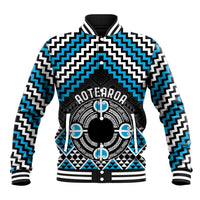 Personalised Aotearoa Niho Taniwha Motif Baseball Jacket Blue Style LT9 Unisex Blue - Polynesian Pride