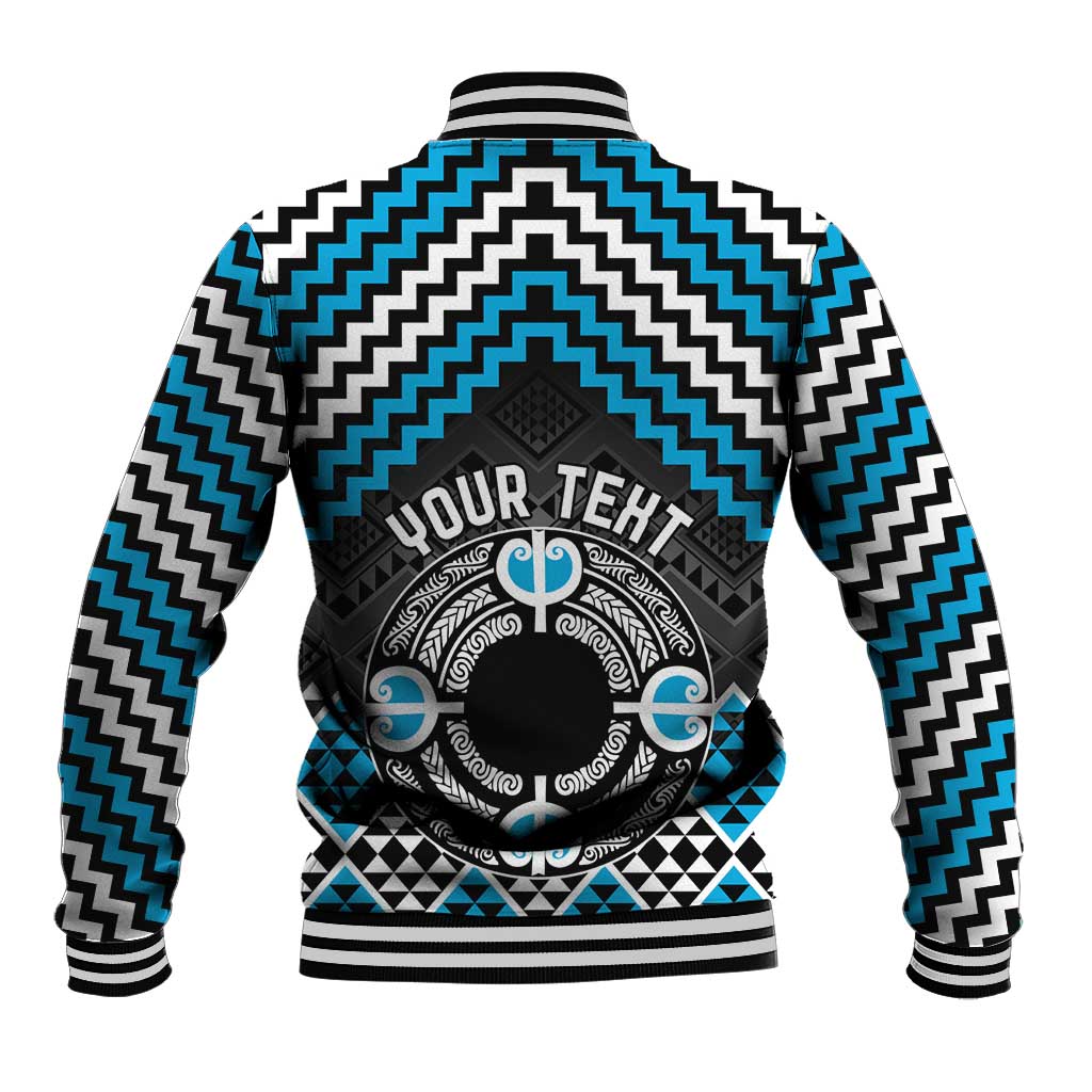 Personalised Aotearoa Niho Taniwha Motif Baseball Jacket Blue Style LT9 - Polynesian Pride