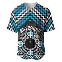 Personalised Aotearoa Niho Taniwha Motif Baseball Jersey Blue Style LT9 Blue - Polynesian Pride