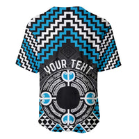 Personalised Aotearoa Niho Taniwha Motif Baseball Jersey Blue Style LT9 - Polynesian Pride
