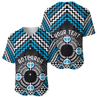 Personalised Aotearoa Niho Taniwha Motif Baseball Jersey Blue Style LT9 - Polynesian Pride