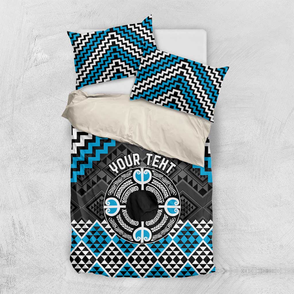 Personalised Aotearoa Niho Taniwha Motif Bedding Set Blue Style