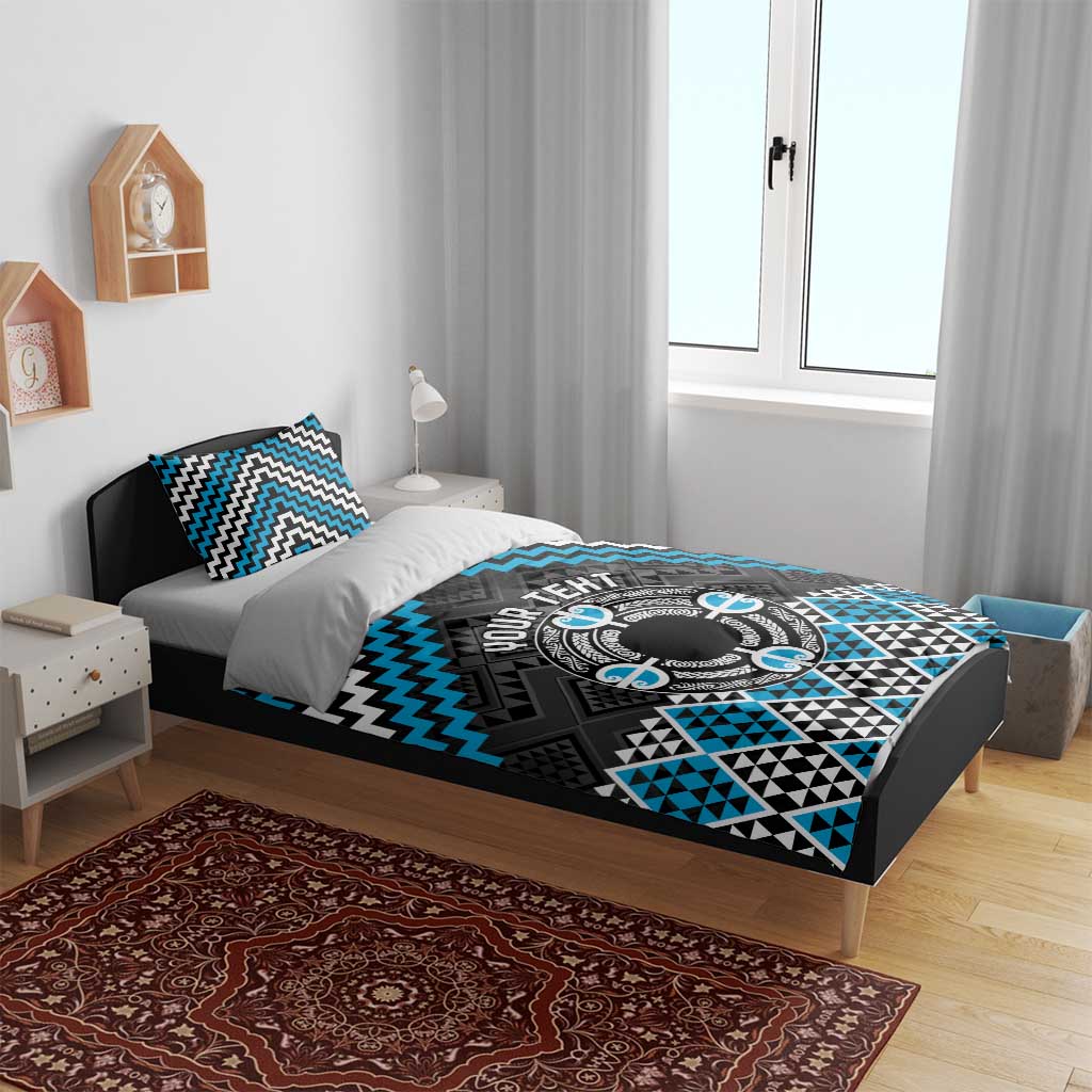 Personalised Aotearoa Niho Taniwha Motif Bedding Set Blue Style