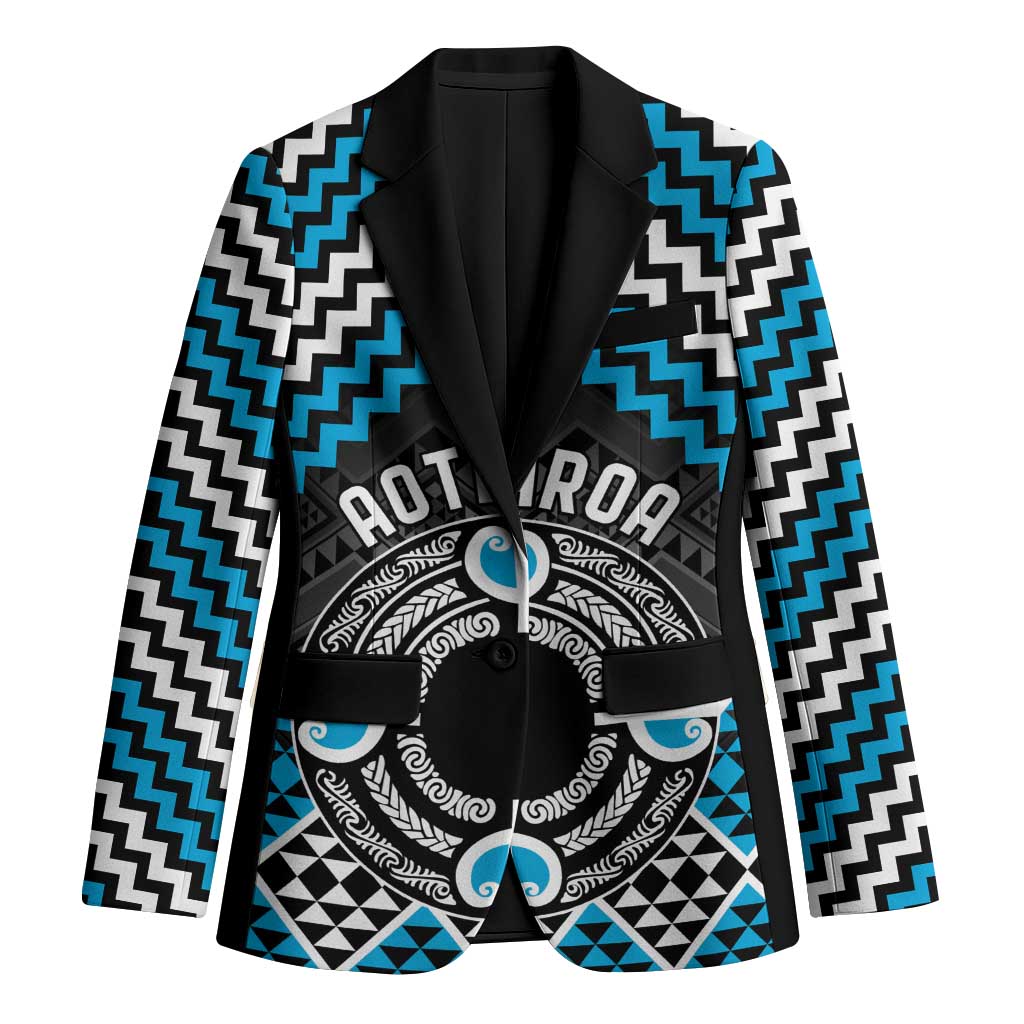 Personalised Aotearoa Niho Taniwha Motif Blazer Blue Style LT9 Unisex Blue - Polynesian Pride